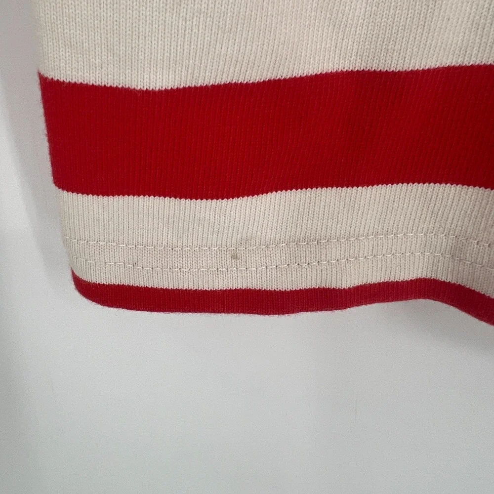 Girls of Dust Top Womens XS Red Striped Pocket T Shirt‎ Tee Natural Cotton - Picture 5 of 7